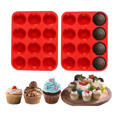 Kit 2un Forma Silicone 12 Cavidades Cupcake Petit Gateau Emp