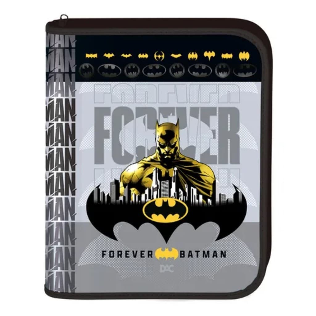 Fichário Caderno Argola Divisórias Batman Universitári Ziper