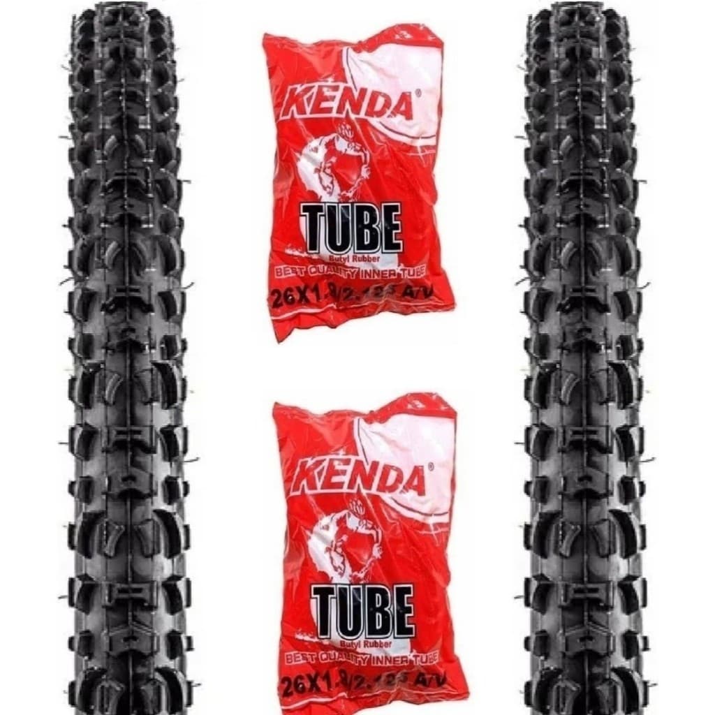 Par De Pneus 26 x 1.95 Kenda K816 Cravo + 2 Câmaras 26 Kenda Cor Preto