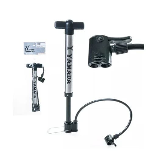 Bomba De Ar Bike Em Aço Yamada 30 Cm com Bico Duplo SCHRADER E PRESTA