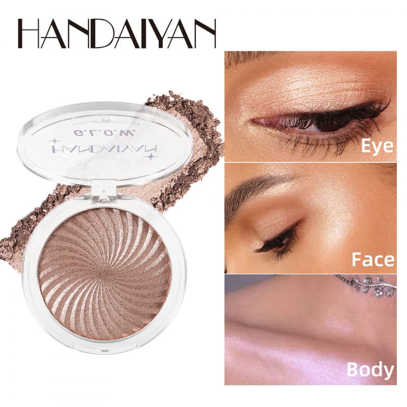 Handaiyan pó de Glitter fino de disco alto, 6 cores, placa de contorno de sombra, alto brilho, placa tudo-em-um