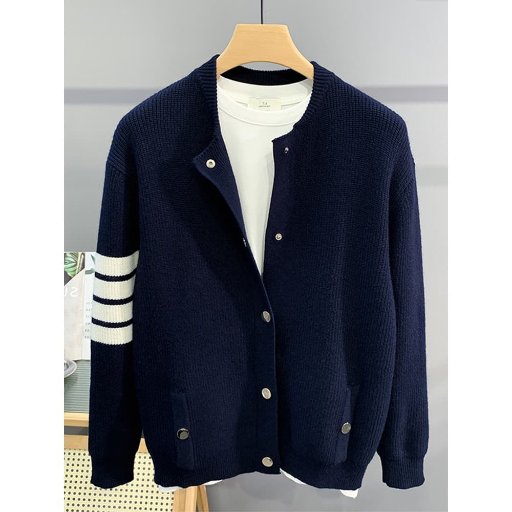 K malha Cardigan jaqueta masculina primavera outono novo estilo camisola jaqueta High-End americano Retro com decote em