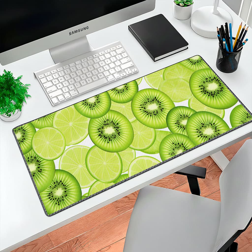 MousePad Gamer Kiwi Fruta 80x30 Deskpad Gamer Grande Antiderrapante Premium Personalizado Grande RGB Anime