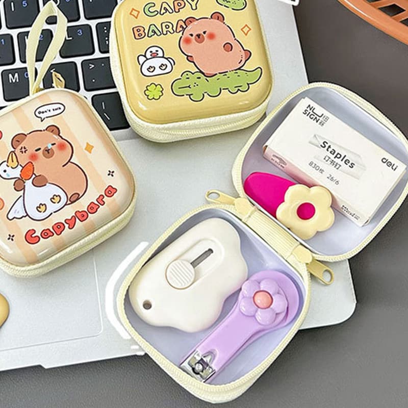 Bolsa de armazenamento fofa com padrão de folha Flanders da série Capivara, bolsa de moedas, adequada para estudantes, g