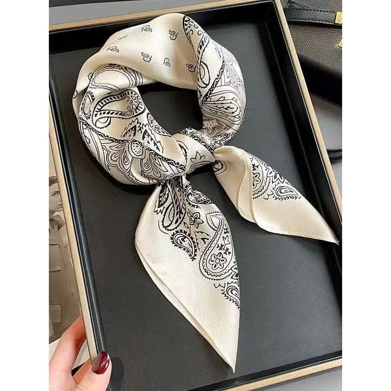 2025 novo estilo versão coreana moda castanha de caju elegante 70 seda lenço quadrado chinês decoração feminina All-Matc