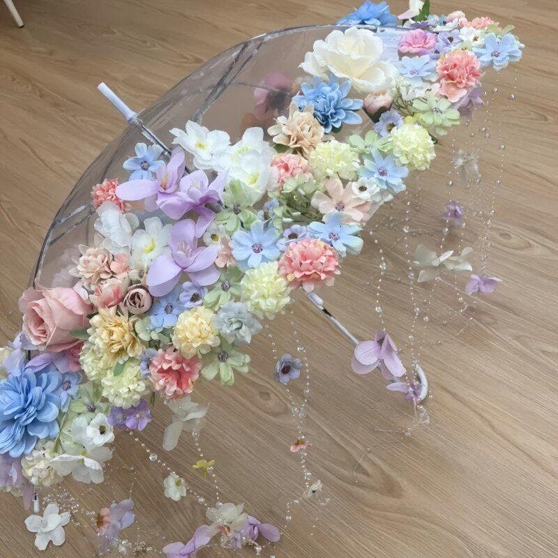 Primavera suspensão flor guarda-chuva decoração de casamento artesanal diy flor guarda-chuva adereços fazendo simulação