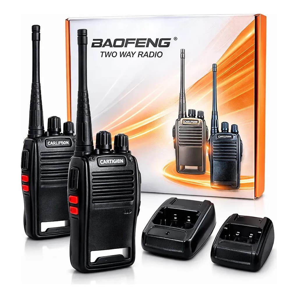 Kit 2 Rádios Comunicadores Baofeng BF-777S Bivolt Homologado Anatel 16 Canais Até 6km com Carregadores Homologado Anatel
