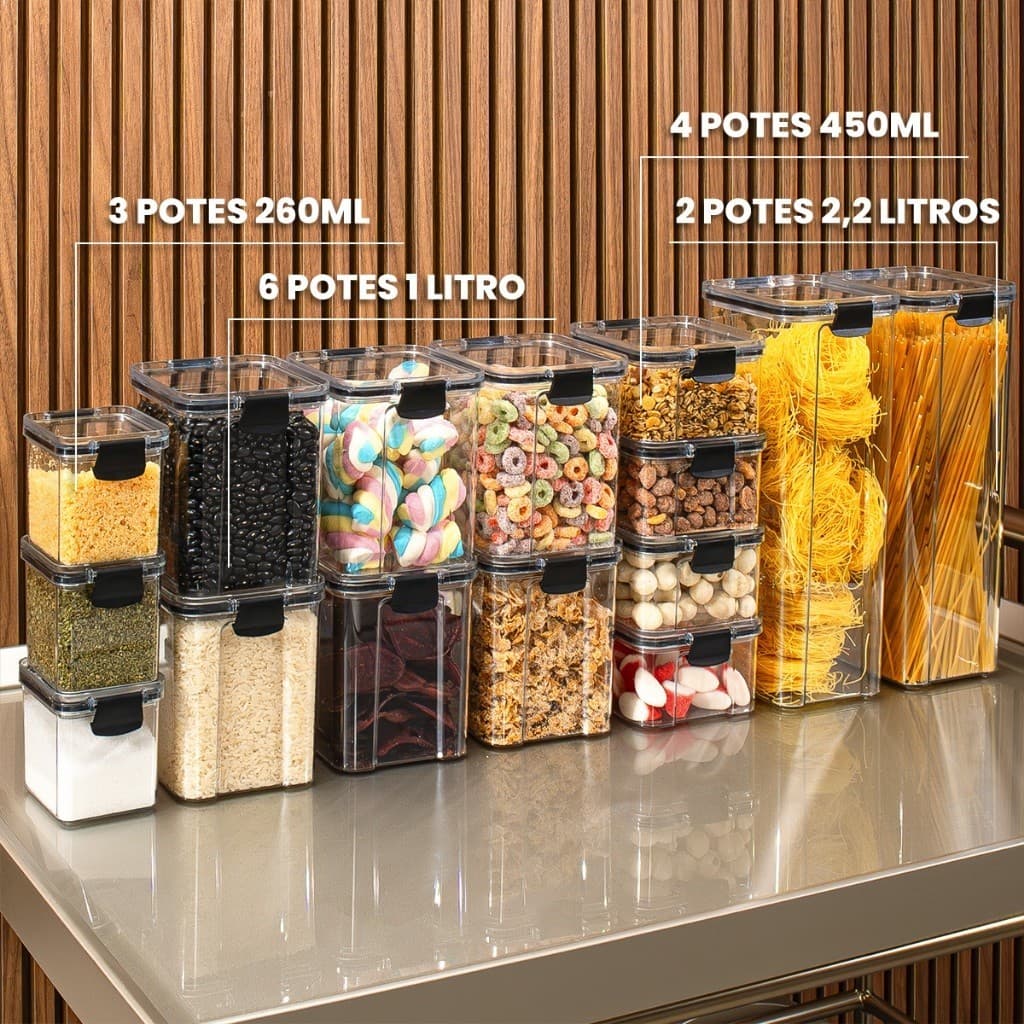 Kit Pote Hermético para Mantimentos de Cozinha Dispensa Armário Plástico " Envio Imediato "