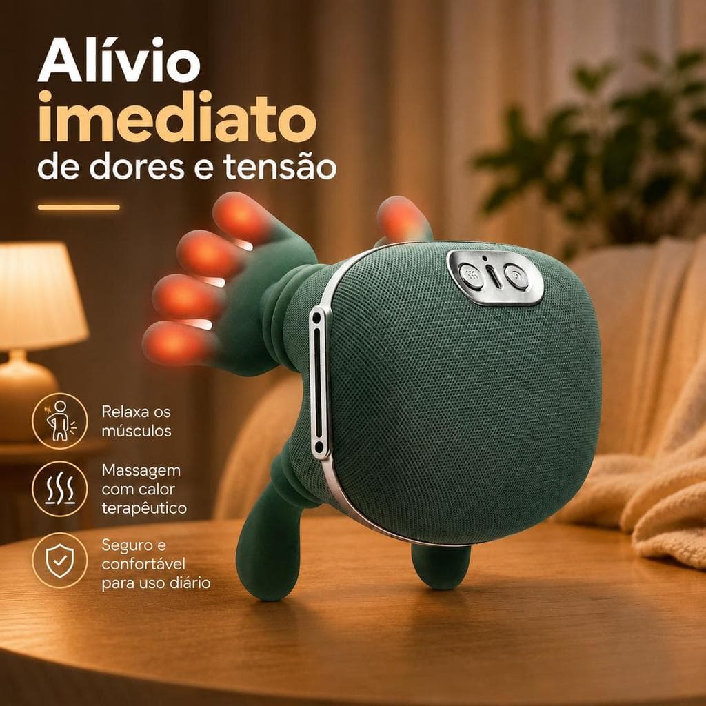 Massageador De Pescoço E Ombro Eletrico 4D Aquecimento Duplo Recarregavel Alivio Tensao Muscular Dor Portatil