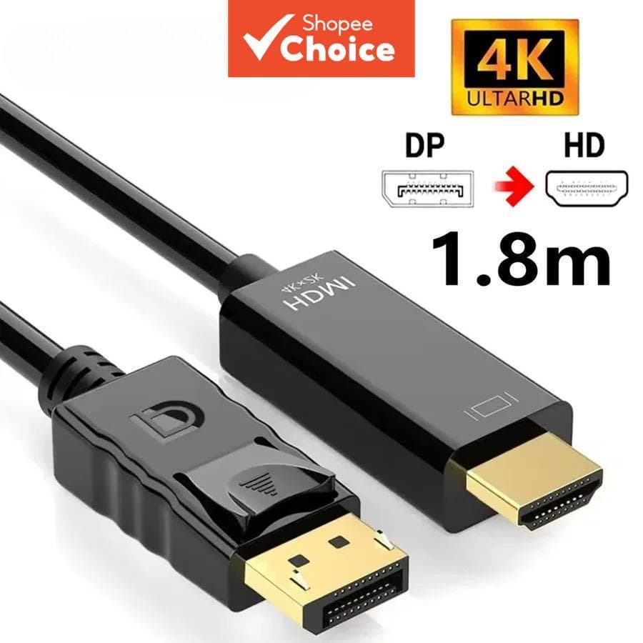 Cabo DisplayPort Para HDMI 1.8M 4K DP Conversor Desktop Laptop PC TV Pro