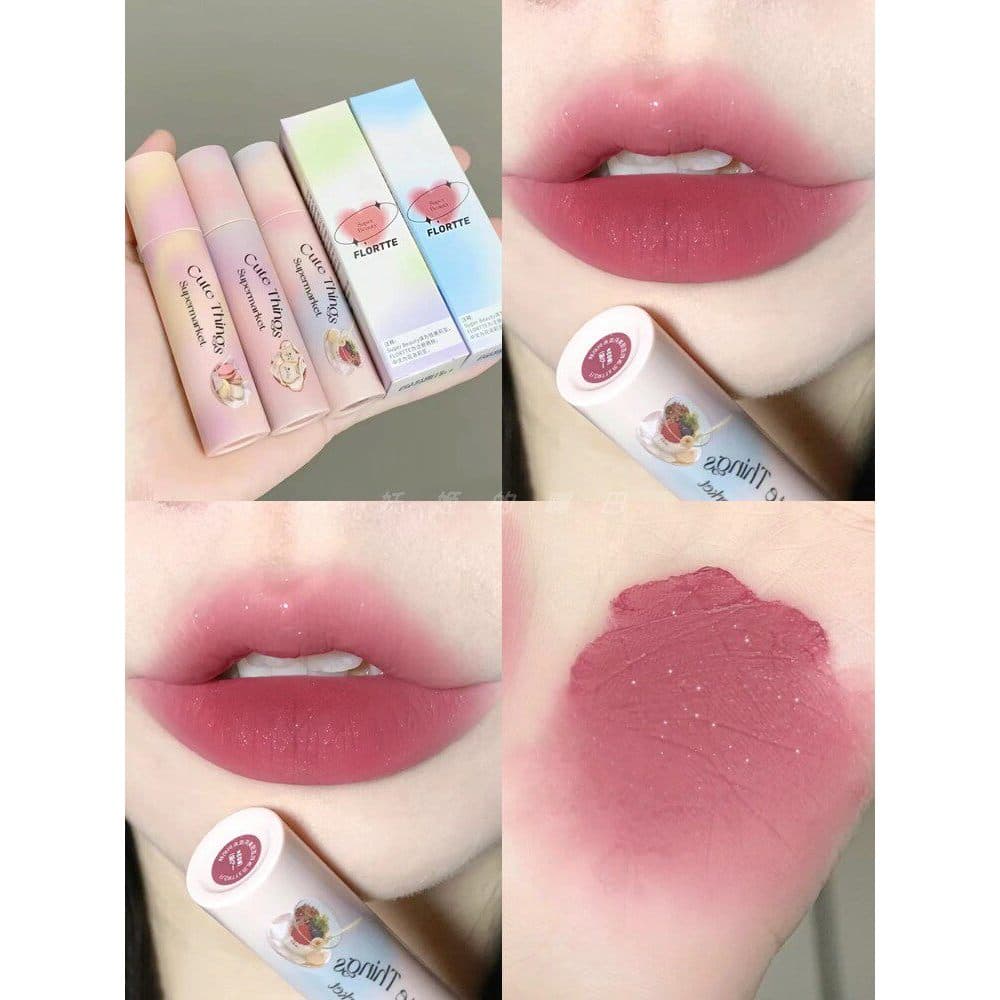 Com coração fino brilhante roxo batata flortte creme labial b03 cor ameixa purê labial esmalte pele de azeitona