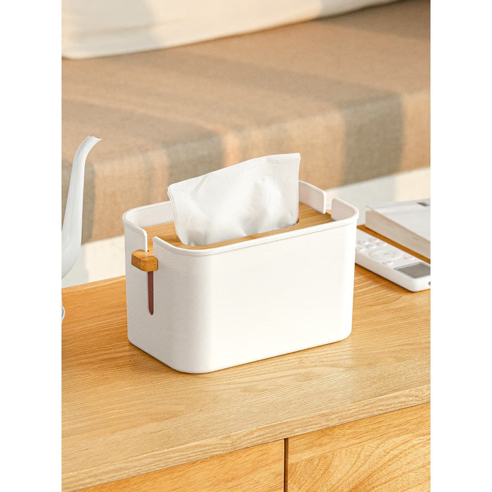 Simples criativo caixa de tecido mesa café madeira bambu multifuncional caixa papel casa sala estar criativo Desktop cai