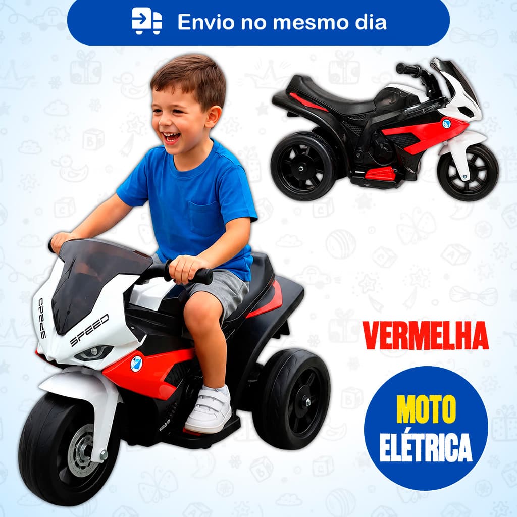 Mini Moto Elétrica Infantil Motinha Triciclo com Luz e Som Bateria Recarregável Até 40kg