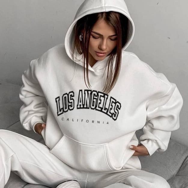 Blusa Moletom Los Angeles Feminino Diversas Cores Canguru Inverno