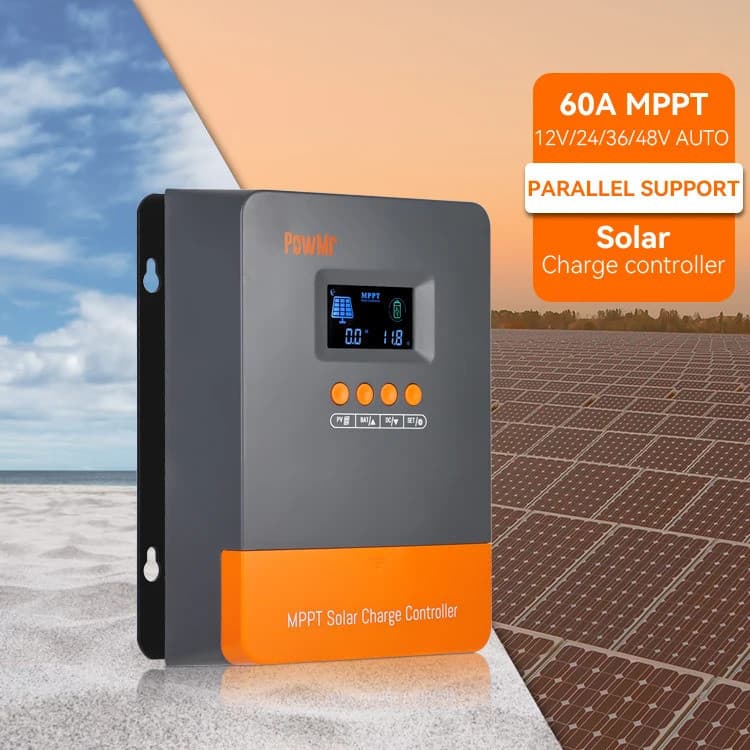 Controlador de carregamento solar PowMr MPPT 60A 12V / 24V / 36V / 48V Controlador de carregamento inteligente multitens