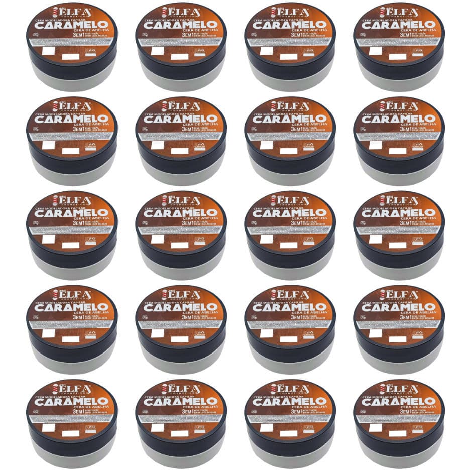 20 Ceras Modeladoras Caramelo Elfa 120g | Fixação Média, Brilho Suave e Textura Flexível