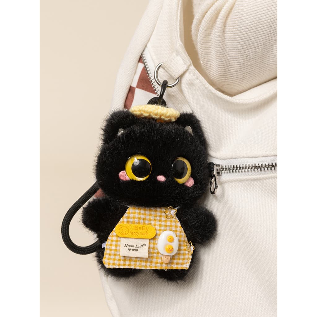 Bib pequeno gato preto brinquedo de pelúcia mochila pingente boneca gatinho voz pingente boneca enviar masculino feminin