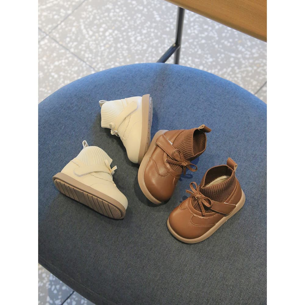 Meninas princesa meias botas mais veludo dois algodão botas curtas quentes pequenas botas de couro inverno bebê botas de