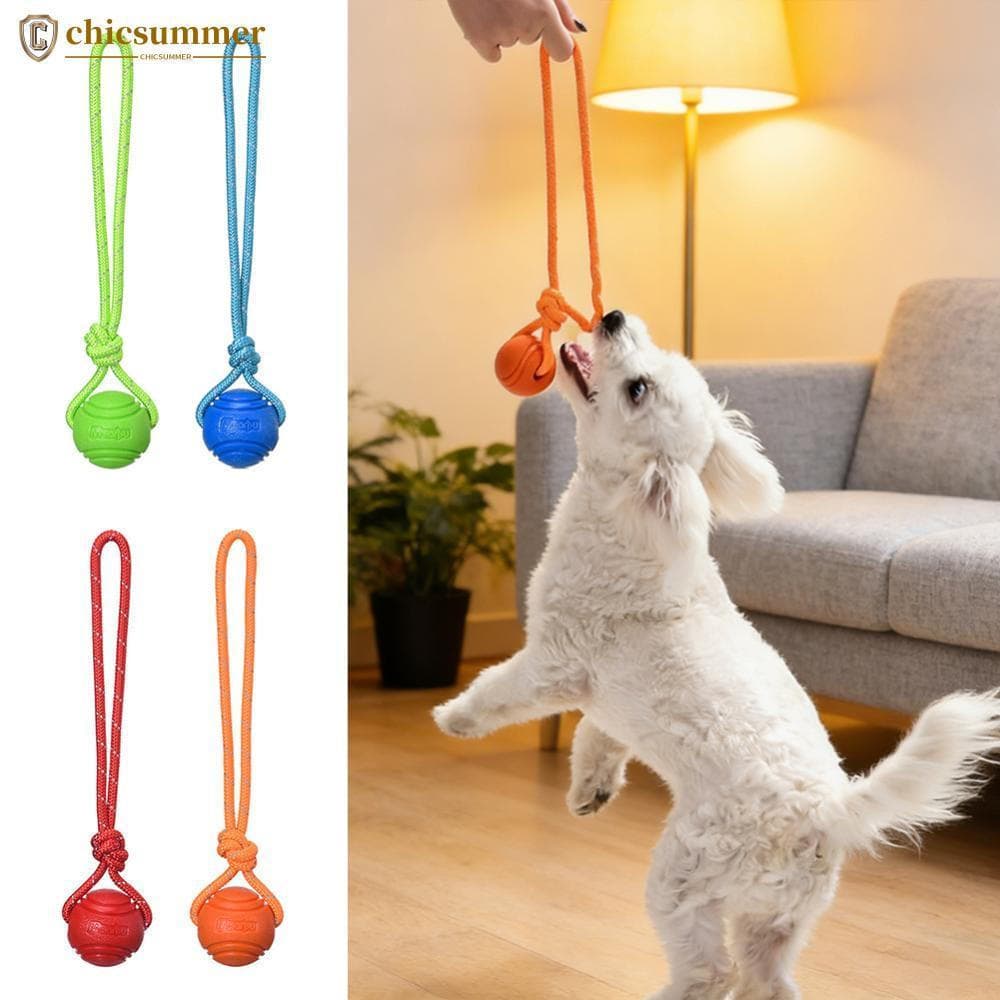 CHICSUMMER Bola De Corda De Borracha Sólida Brinquedo Para Cães Mastigar Resistente À Mordida Com Alça Cabo Interativo D