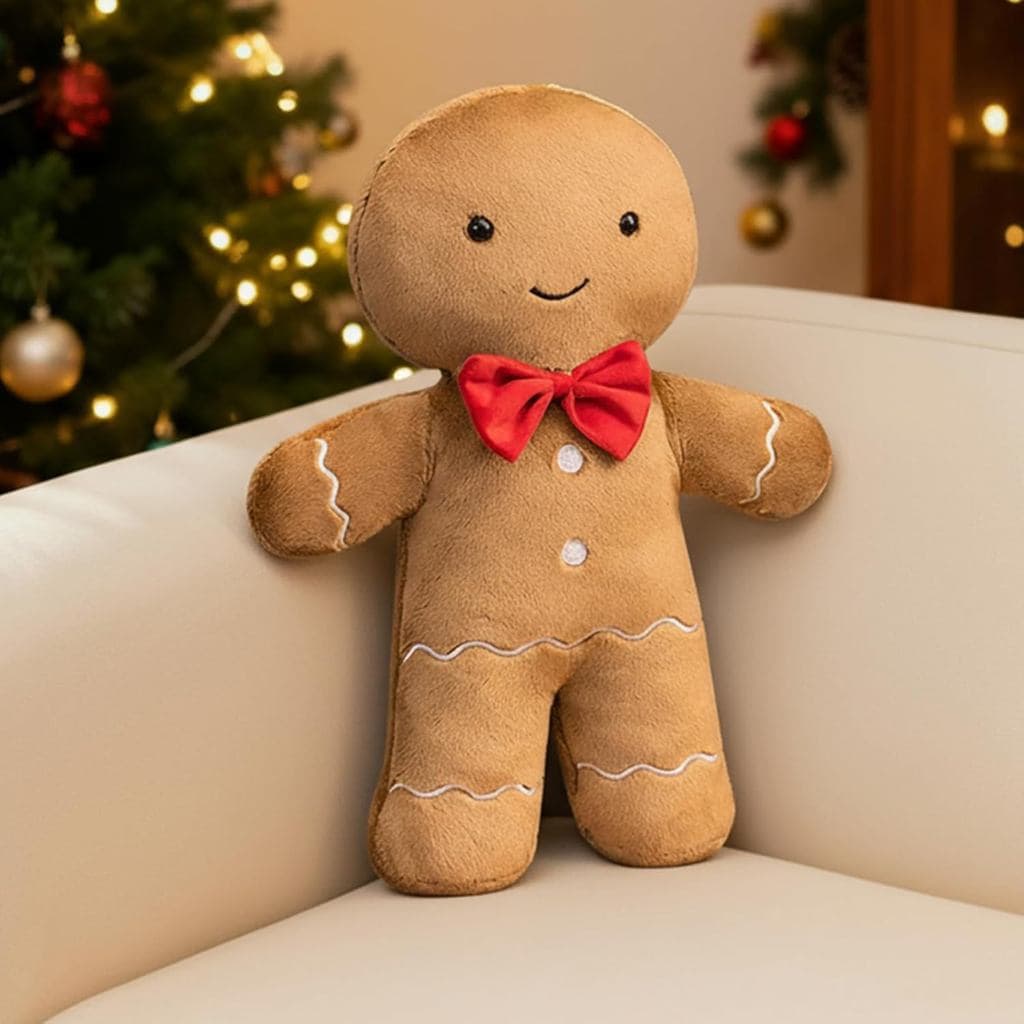 Almofada Macia E Fofa De Pelúcia Gingerbread Man Decorativa De Feliz Natal Para Casa Sala De Estar Ornamento De Quarto P