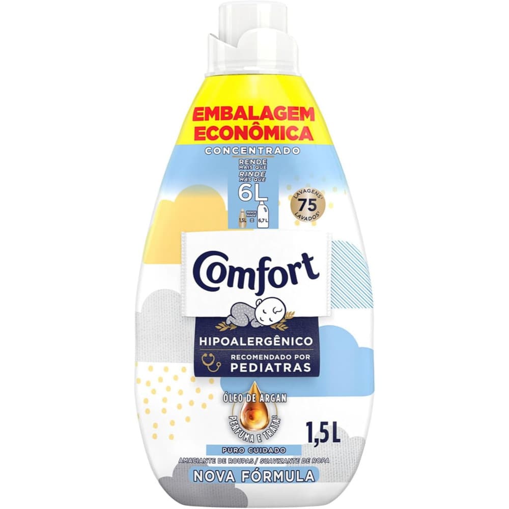 Amaciante Concentrado Comfort Puro Cuidado 1,5L | Kit 1/2/3 unidades | Leve mais e economize