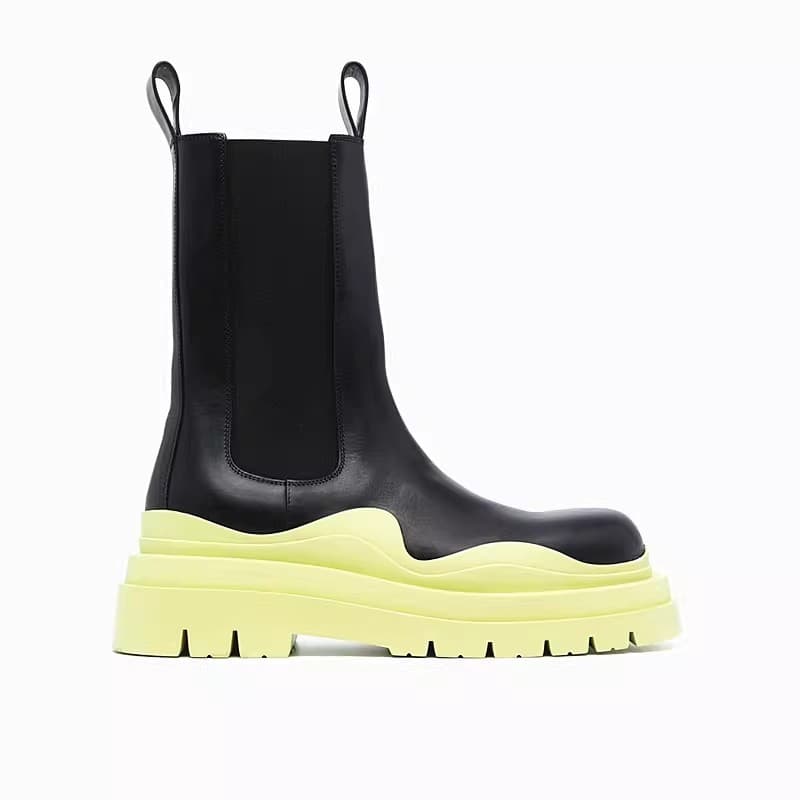 BVLTECAN BTVENATBV Chelsea Botas masculinas de couro genuíno com bico redondo botas Martin britânicas de sola grossa nov
