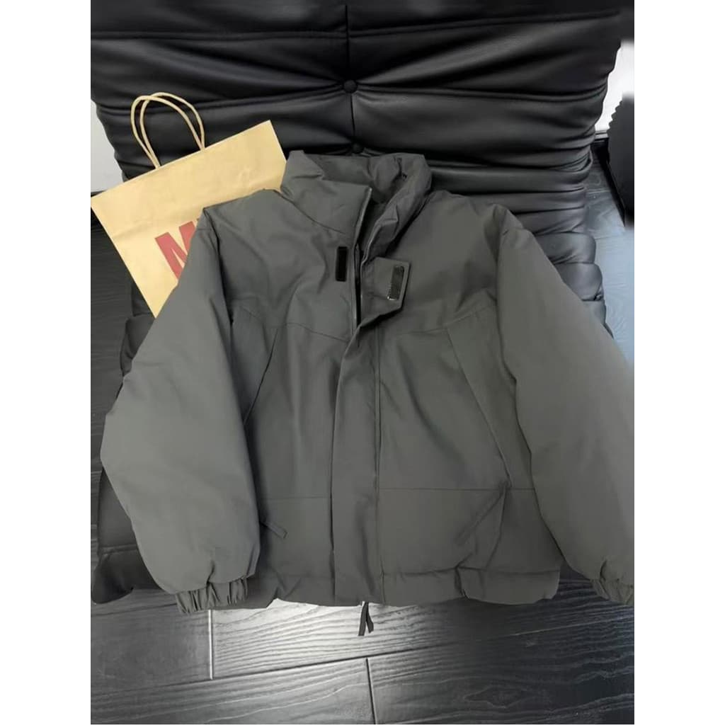 Americano Retro gola alta jaqueta curta para baixo jaqueta masculina inverno engrossado pão jaqueta cleanfit jaqueta de