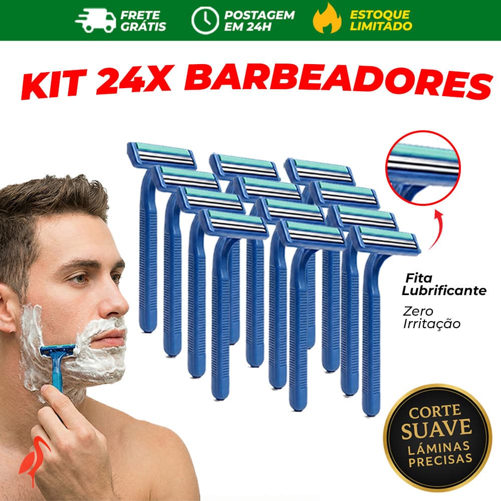 Kit 24x Barbeador Gilete Descartável 2 Lâminas Unissex com Fita Lubrificante Postagem em 24h