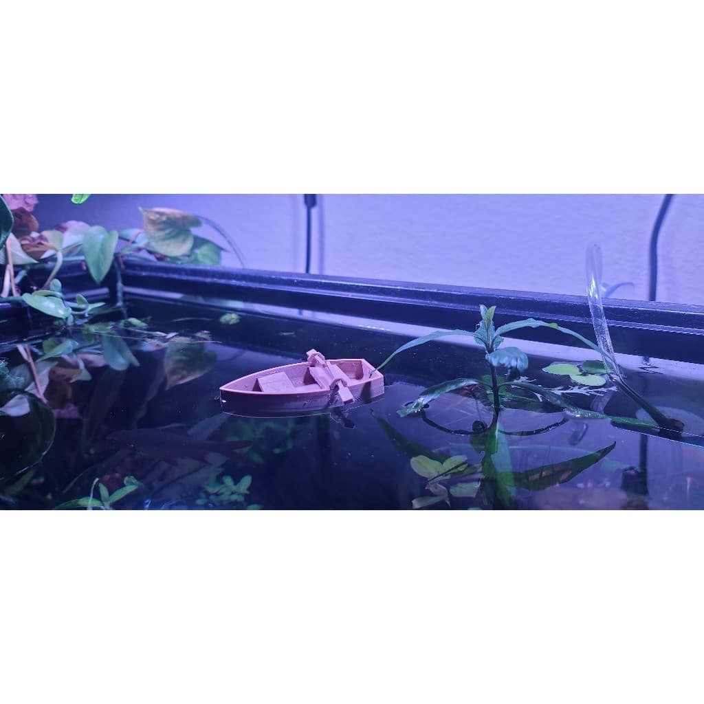 Mini Barco a Remo Flutuante para Aquário - Decoração Realista de Superfície