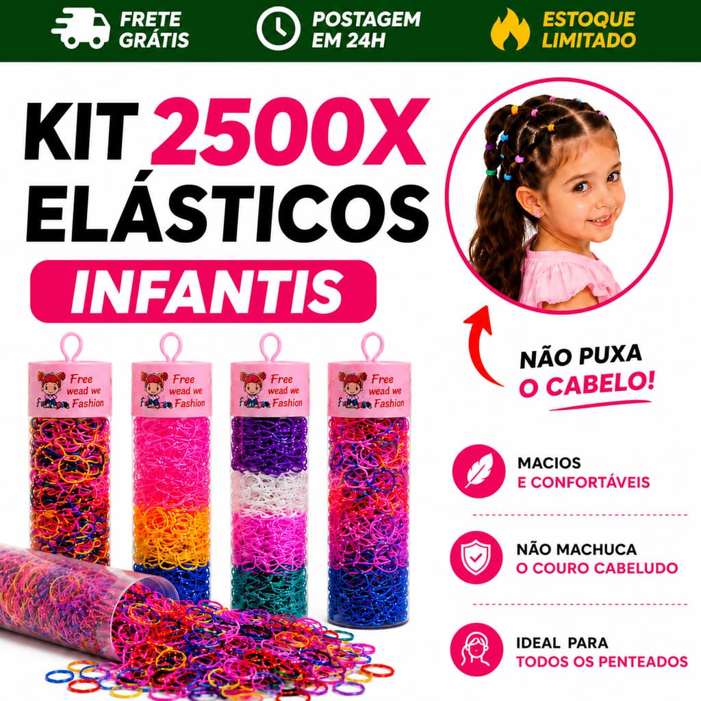 Kit 2500 Elásticos Silicone Liguinha Para Cabelo Feminino Em Tubo Envio Rápido