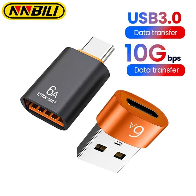Adaptador NNBILI 6A Tipo C para USB 3.0 OTG, Conversor USB C Fêmea para USB Macho para MacBook Pro, S20,,