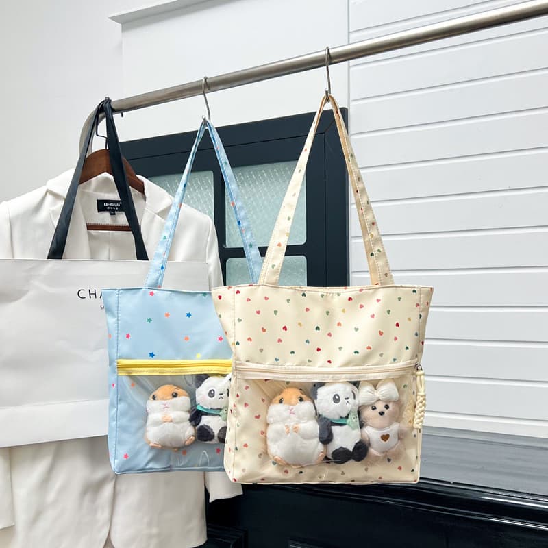 Bolsa de dor bidimensional de bolinhas fofa para meninas Bolsa Tote de grande capacidade Bolsa de ombro combinada