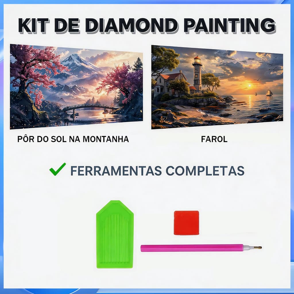 Versão Horizontal bela paisagem pintura diamante ferramenta de correspondência novato conjunto completo pacote Material