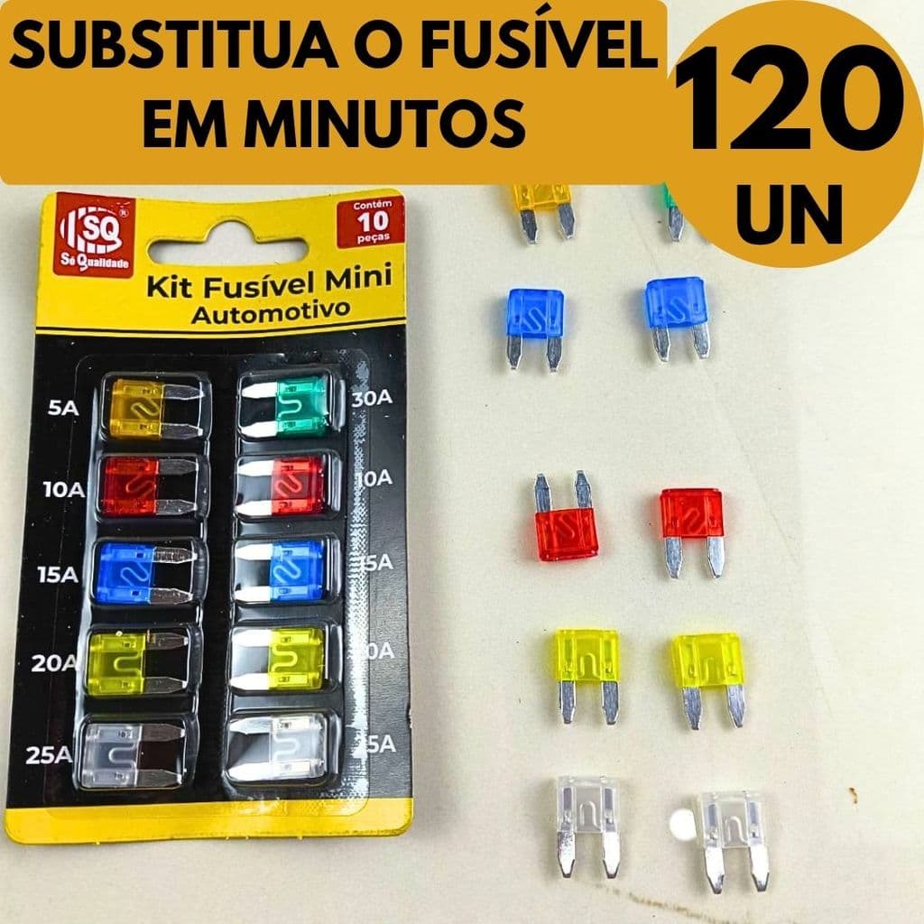 Fusível Mini Automotivo 120 Peças Proteção Curtos Circuitos Elétrica Carro Moto Caminhão Auto Peças