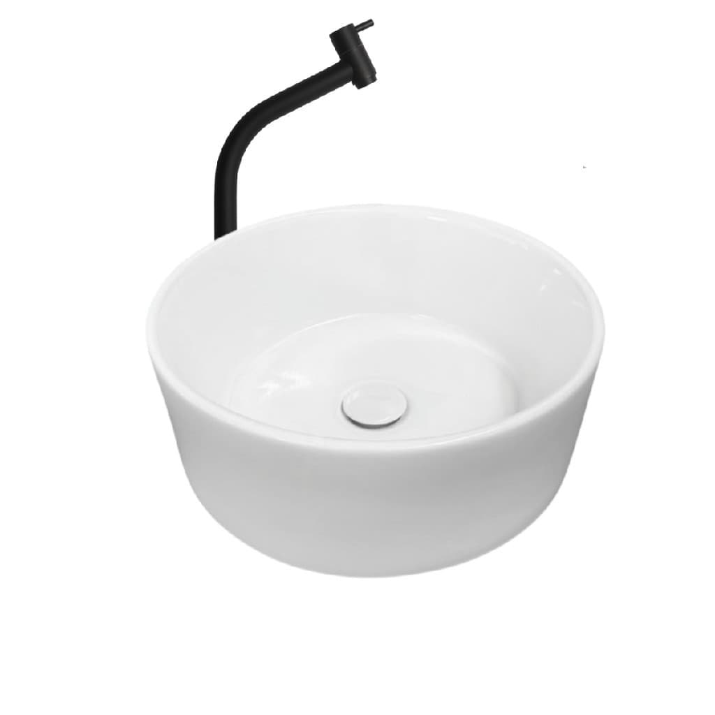 Kit Cuba Redonda Sobrepor Torneira Banheiro Preta Inox Alta