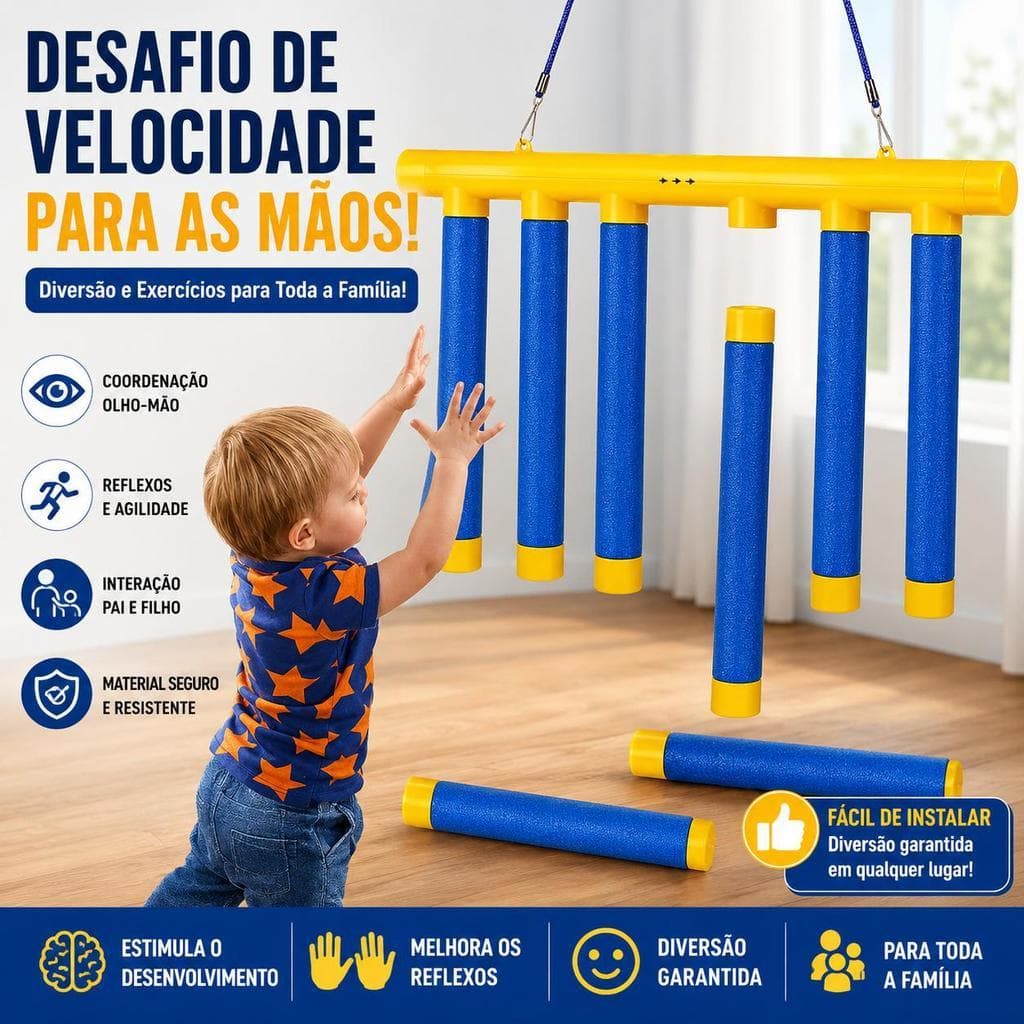 Brinquedo Jogo de Bastoes Criança e Adultos Pega Bastao Desafio Interativo Amigos  - Brinquedos Educativos 3 Anos