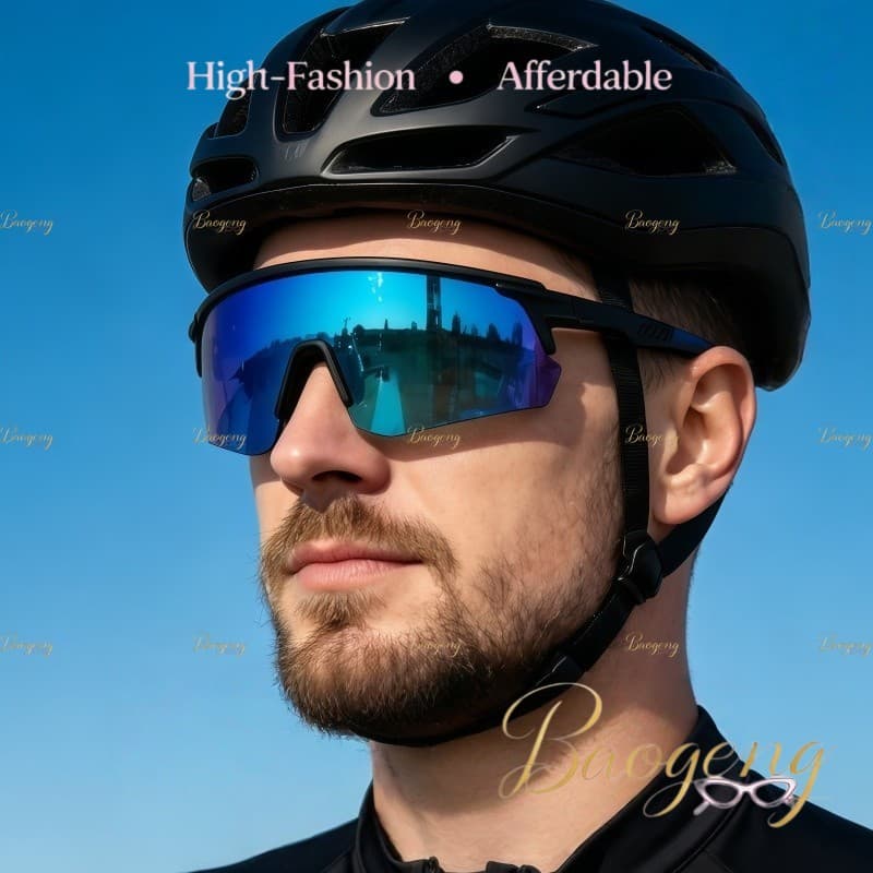 (BAOGENG) Estilo Esportivo Caminhada Corrida Ciclismo Aero Personalidade Semi-Sem Aro Polarizado Unissex Óculos De Sol N