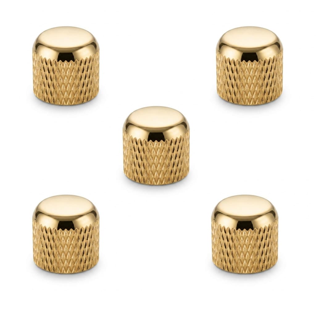 05 Unidades Knob Botão Push-On De Pressão Thida Para Guitarra E Contra Baixo - Dourado