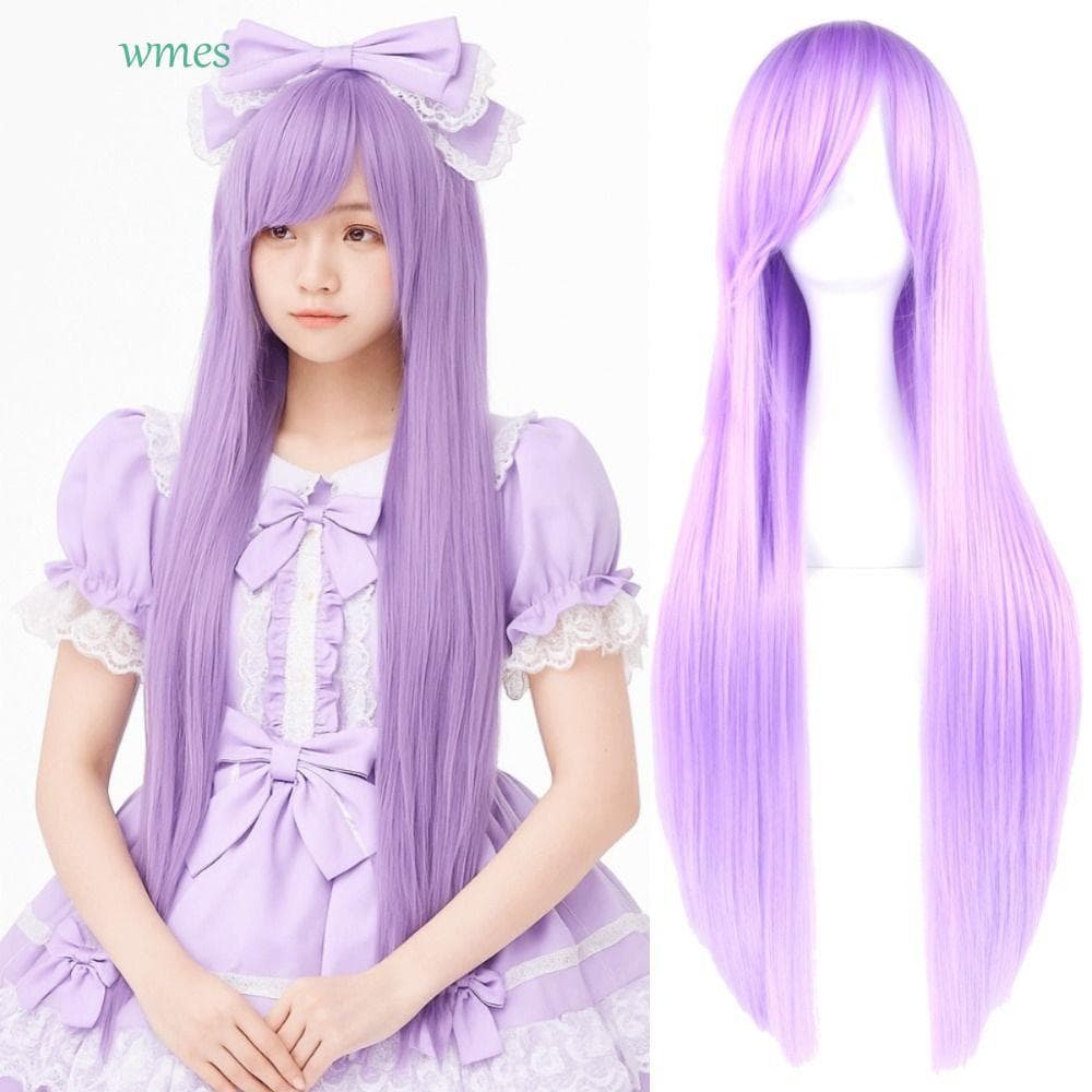 WMES1 Cabelo Sintético Longo , Perucas Cosplay De Halloween Com Resistência Ao Calor Em Camadas , Branco Roxo
