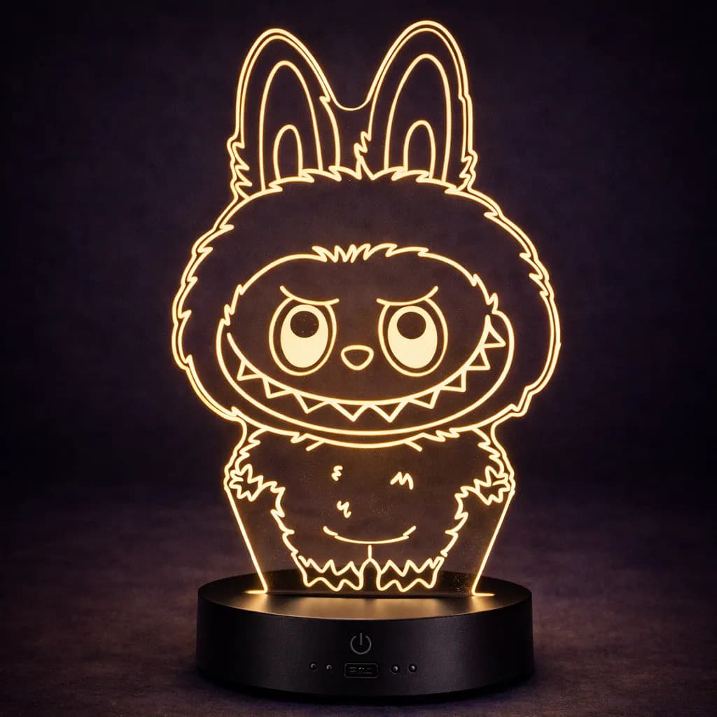 Luminaria 3d Labubu Art Toy Abajur Led Decoração Setup Gamer