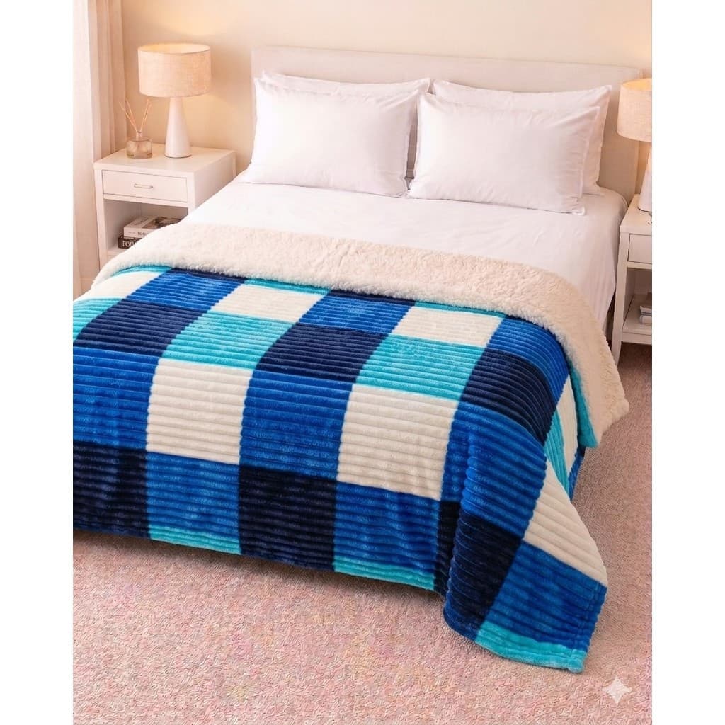 Cobertor Manta Sherpa Grossa 220x180 Inverno Quentinho Liso e Estampada Lã de Carneiro Frio