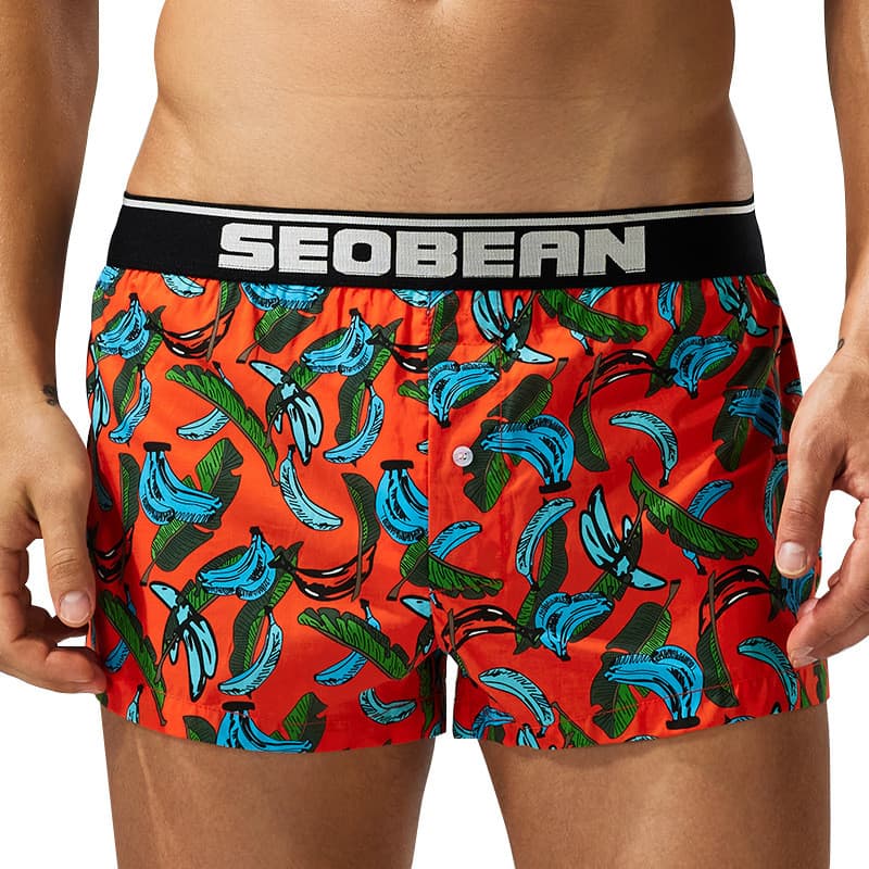 SEOBEAN SEOBEAN Calça masculina com seta, confortável, estampada, bolso interno, calça Boxer grande solta