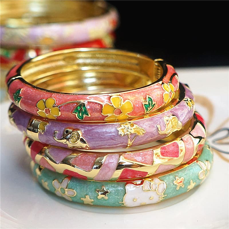Frete grátis novo estilo gotejamento esmalte Cloisonne pulseira crianças pulseira bebê menina KT gato dos desenhos anima
