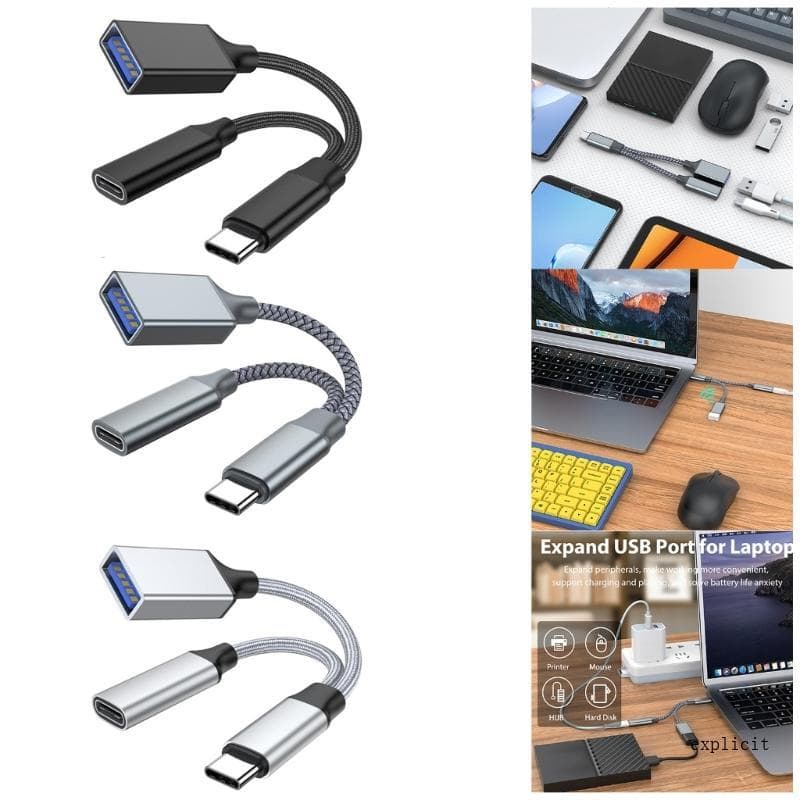 Adaptador Exp USB C OTG 2 1 Para Fêmea Carregamento 10WPD Telefone TV