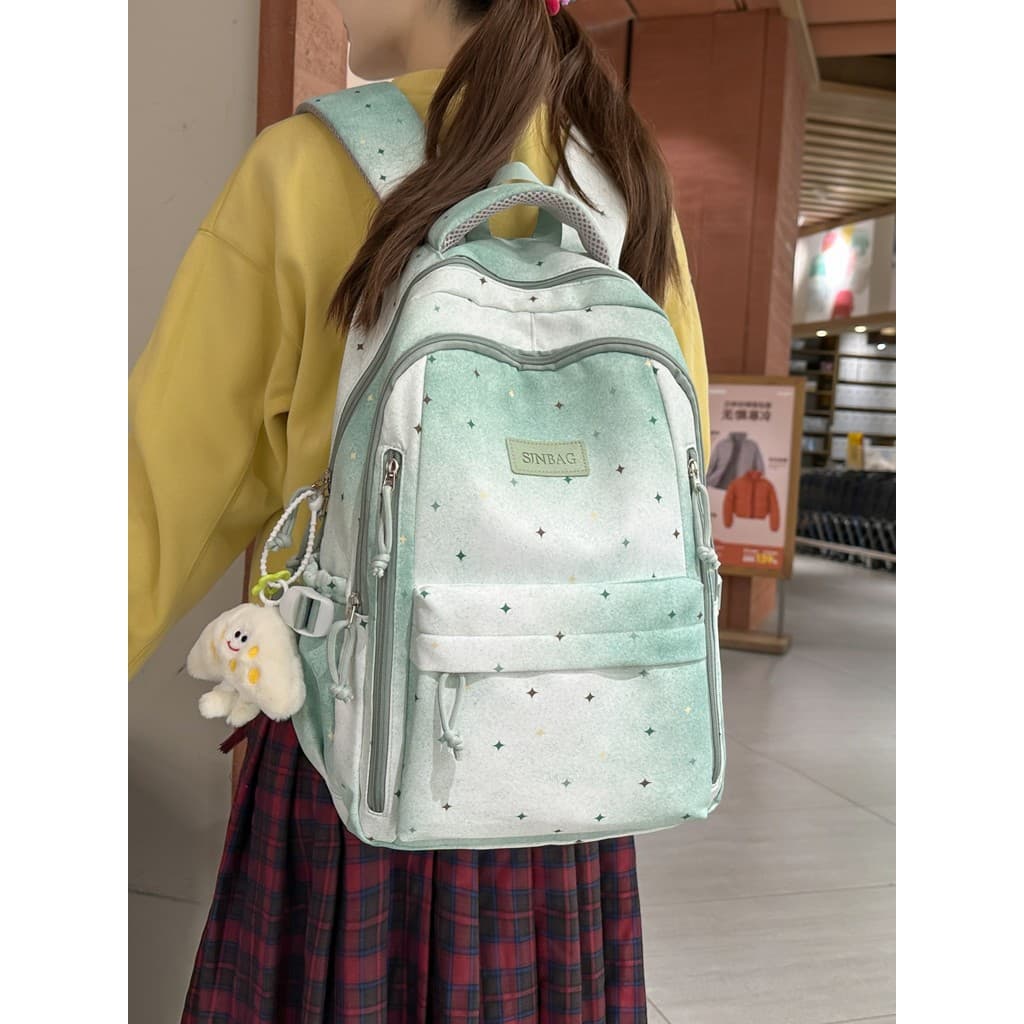 Mochila escolar para meninas, alta aparência, gradiente, estrelas, Campus, estudantes do ensino fundamental, leve, reduç