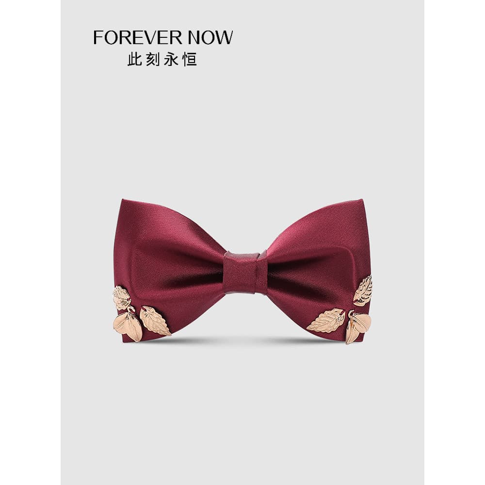 {FOREVER AGORA} Gravata borboleta vermelha masculina casamento noivo casamento vinho vermelho folha de Metal terno grava