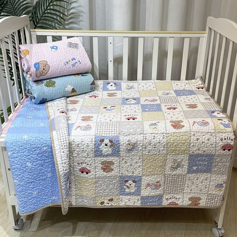 Estilo coreano adolescente desenho animado sarja de algodão acolchoado capa de cama capa de jardim de infância colcha de
