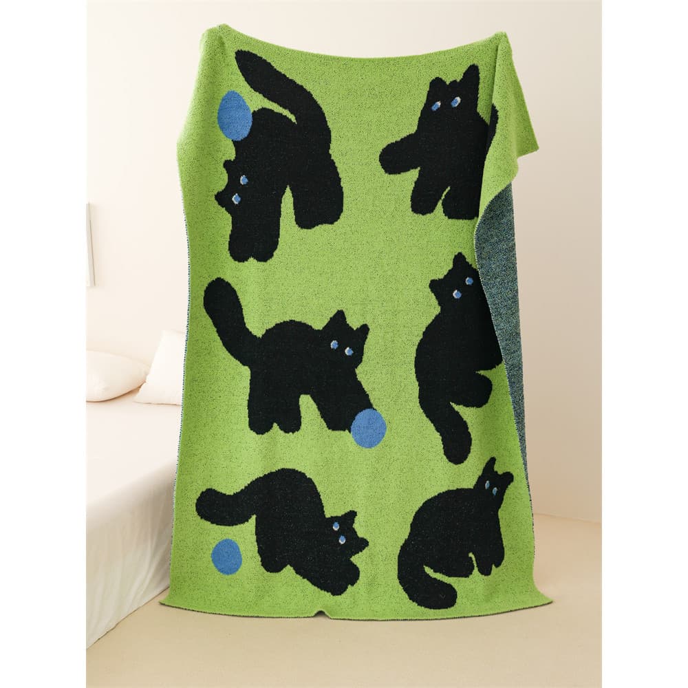 [Little Night Cat] Ghost Horse Estilo Original Macio Fofo Meia Lã Cobertor Sofá Cobertor Escritório Almoço Break Coberto