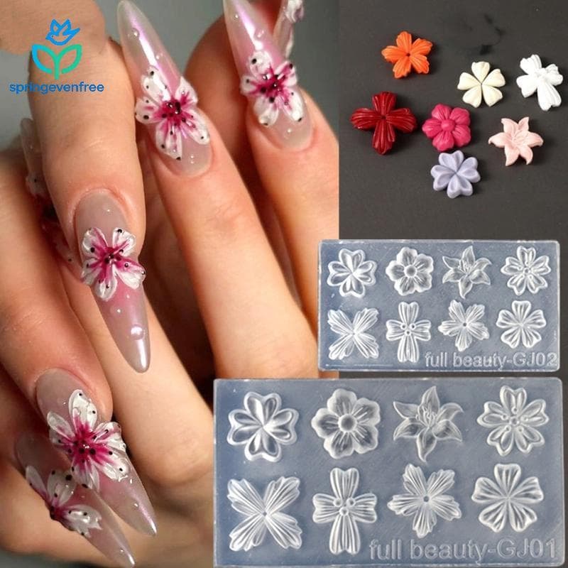 Spe 2 Pçs 3d Flor Silicone Molde De Unhas Lírio Cinco Pétalas Prego Transparente Diy Decoração Da Arte Do Ferramentas De