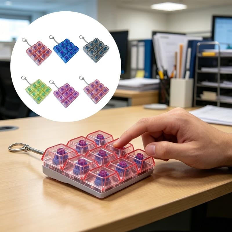Bom LED Light Up Office Desk Companion Clickers Dispositivo De Chaveiro De 9 Botões Para Adultos Alívio De Ansiedade
